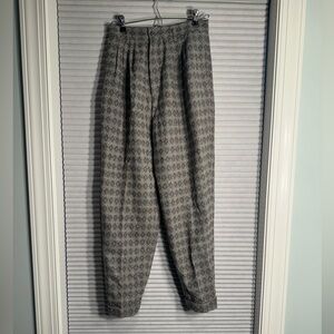 Vintage wool pants grey with red and silvered metallic thread